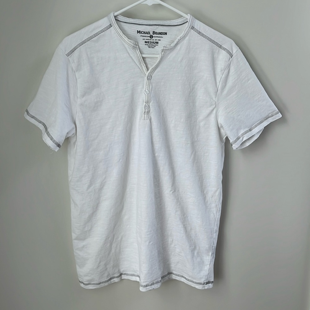 MICHAEL BRANDON Short Sleeve Mock Henley Shirt